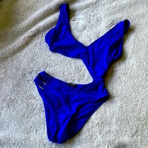 Blue Cut Out Swimsuit